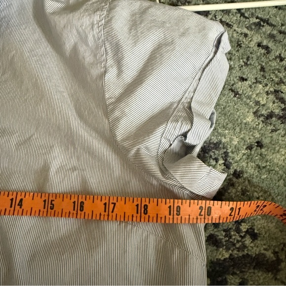 J. Crew Sz Large Blue & White 1/2 Button-Up Babydoll Short Sleeve Blouse F1039 - Picture 9 of 11